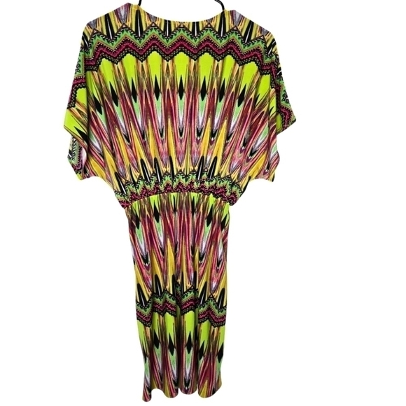 tbags Los Angeles Womens Abella Colorful Art To Wear Batwing Sleeve Dress Large - Picture 2 of 9